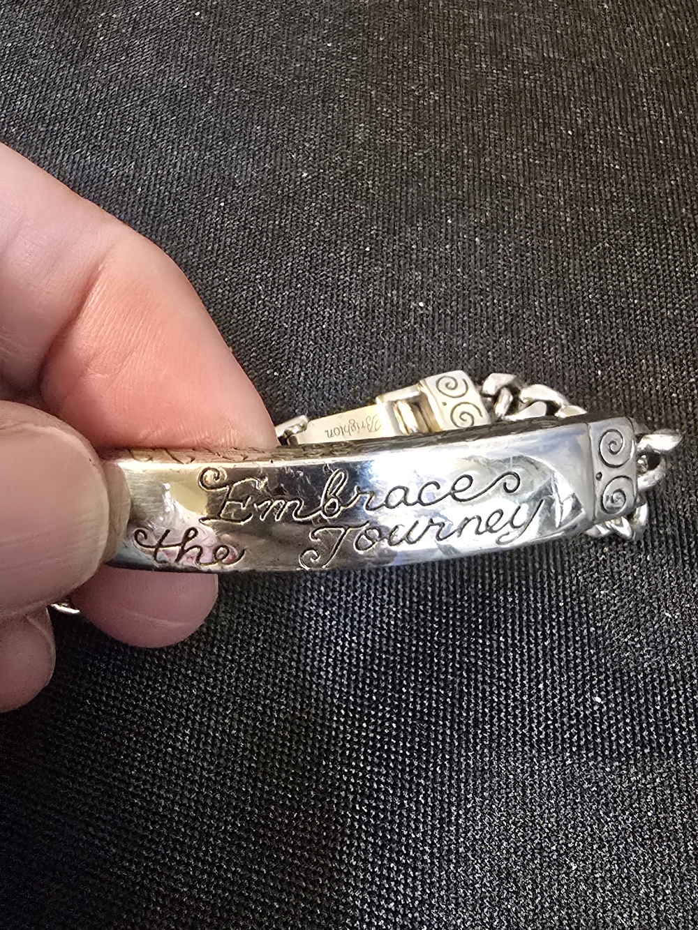 Brighton Silver 'Embrace the Journey' Engraved Cuff Bracelet